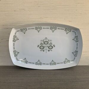 VTG 1960's Franciscan Heritage 14.5" Oblong Ivory & Green Serving Platter Dish